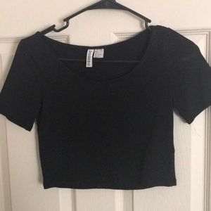 H&M basic black crop top
